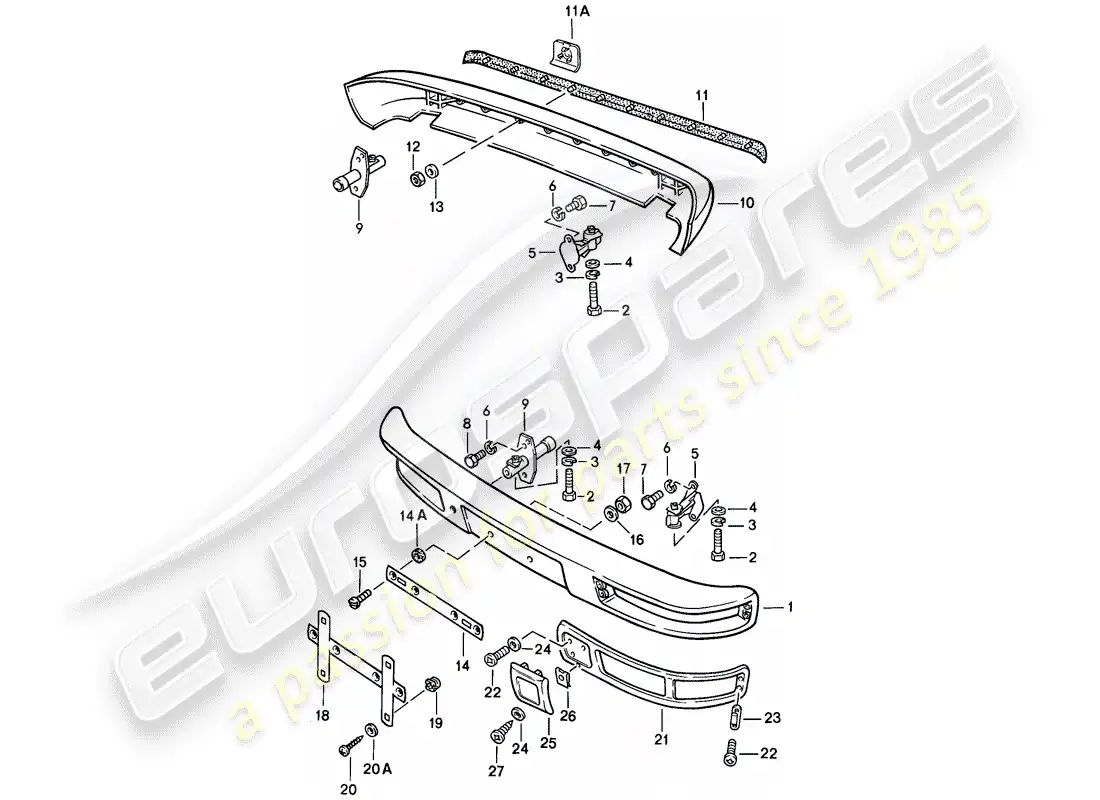 porsche 1986 (944) bumper - without: - buffer parts diagram