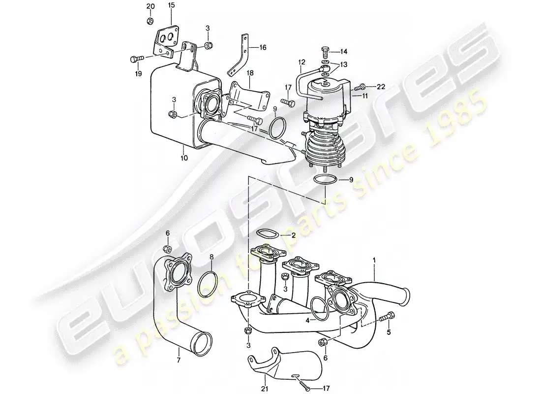 porsche 1987 (959) exhaust system parts diagram