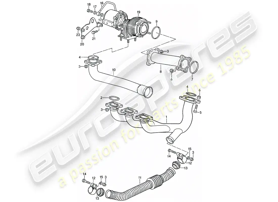 porsche 1987 (959) exhaust system parts diagram