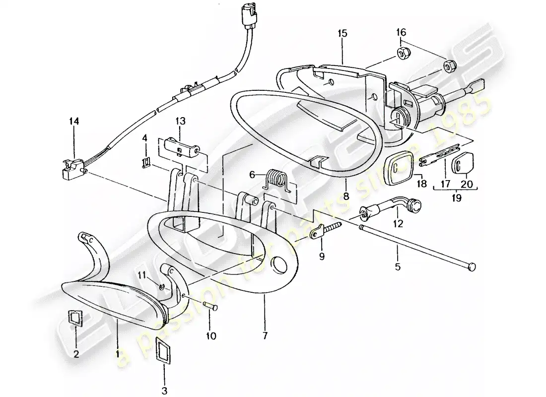 porsche 2003 (996 turbo / gt2) door handle parts diagram