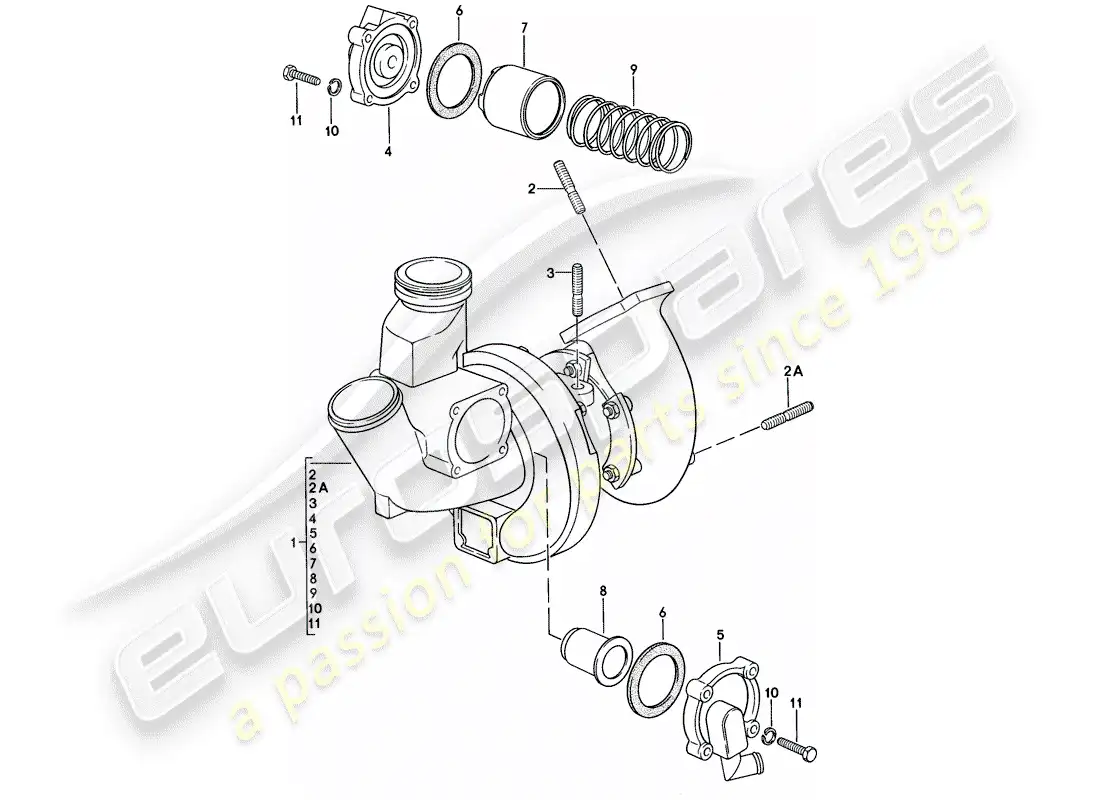 porsche 1979 (924) exhaust gas turbocharger parts diagram
