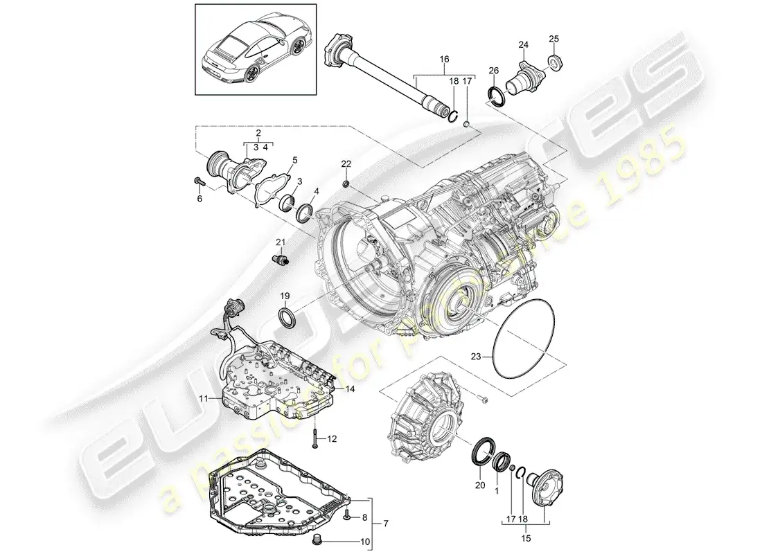 porsche 2012 (997-2 turbo / gt2 rs) - pdk - parts diagram