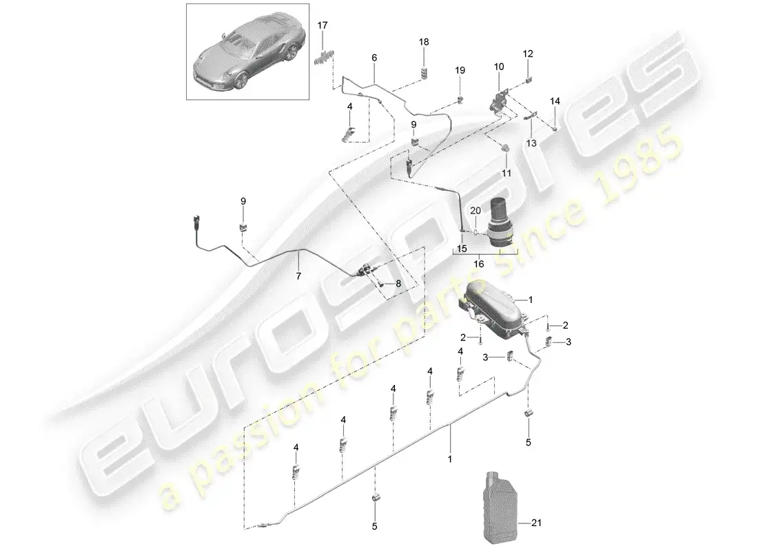 porsche 2020 (991-2 turbo) self levelling system parts diagram