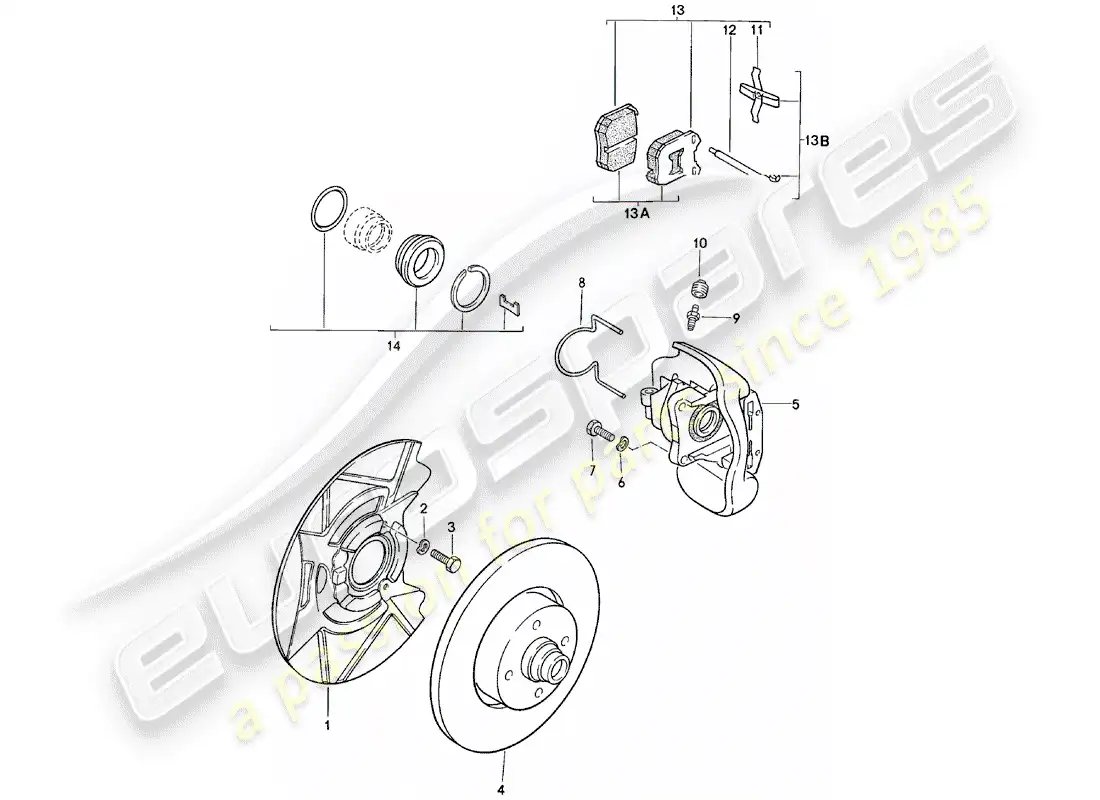 porsche 1981 (924) disc brakes - front axle - d >> - mj 1980 parts diagram