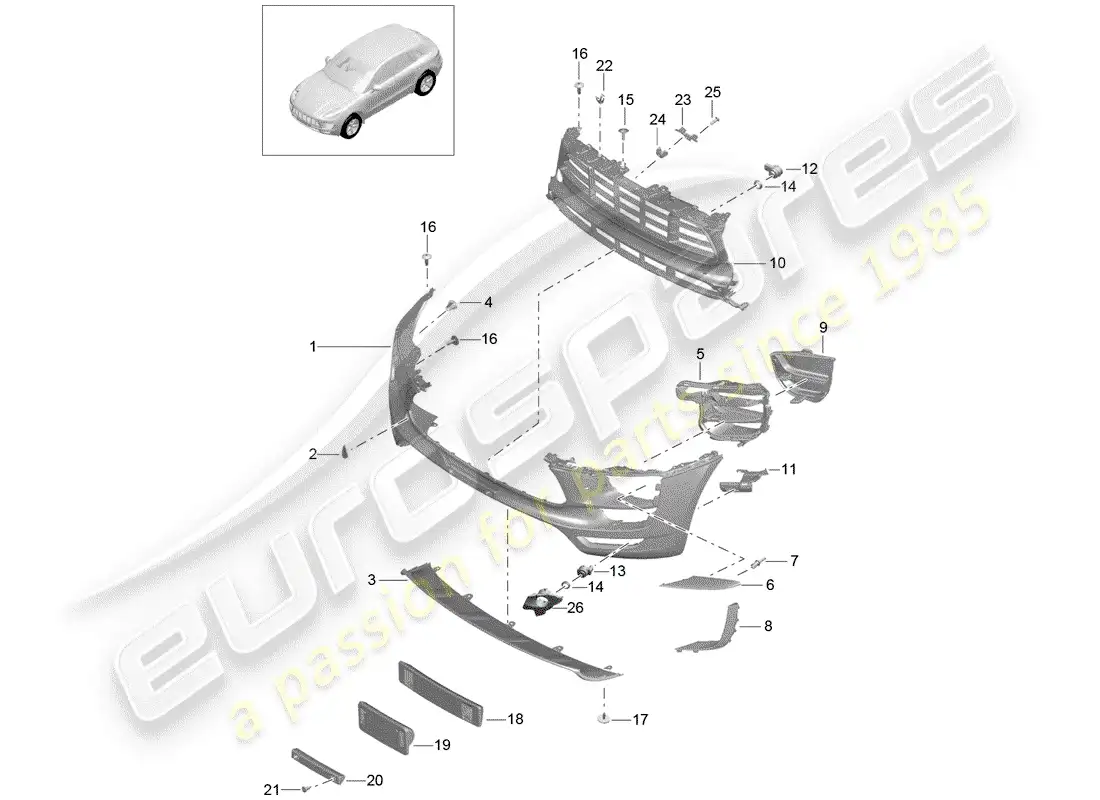 porsche 2014 (macan) bumper part diagram