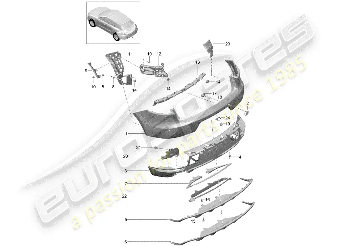 porsche 2014 (macan) bumper parts diagram