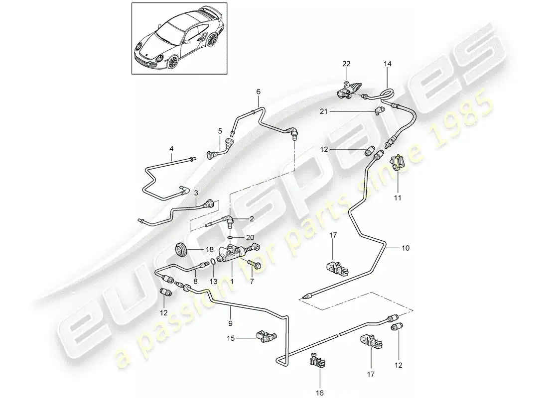 porsche 2012 (997-2 turbo / gt2 rs) hydraulic clutch part diagram