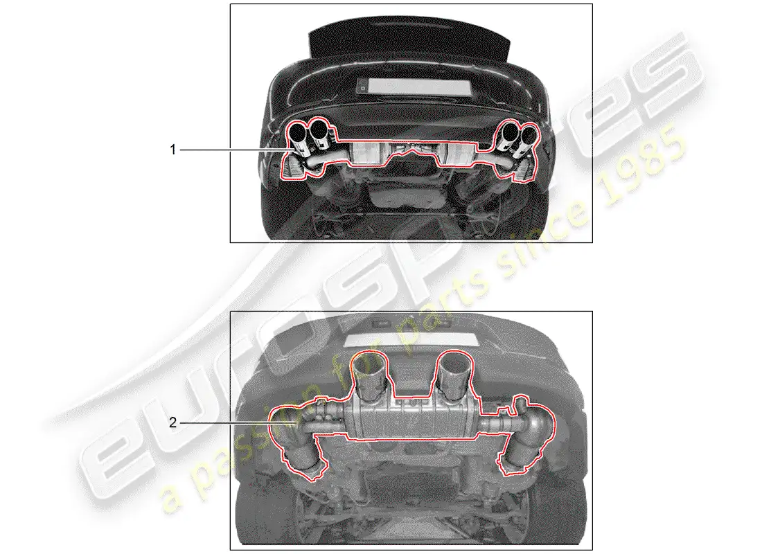 porsche 2014 (tequipment 98x/99x) exhaust system parts diagram