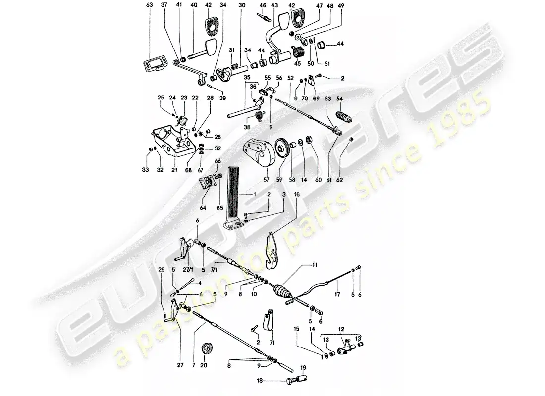 porsche 1976 (914) pedals - for vehicles with - manual gearbox parts diagram