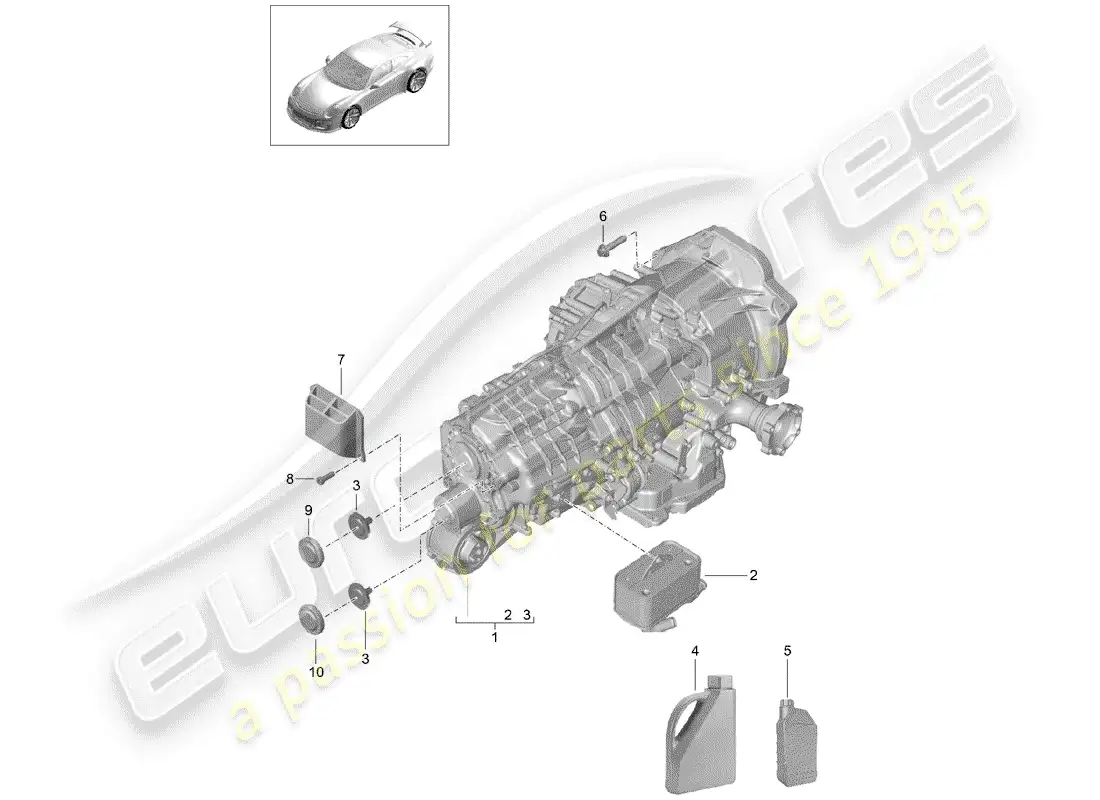 porsche 2020 (991-2 r/gt3/rs) - pdk - parts diagram