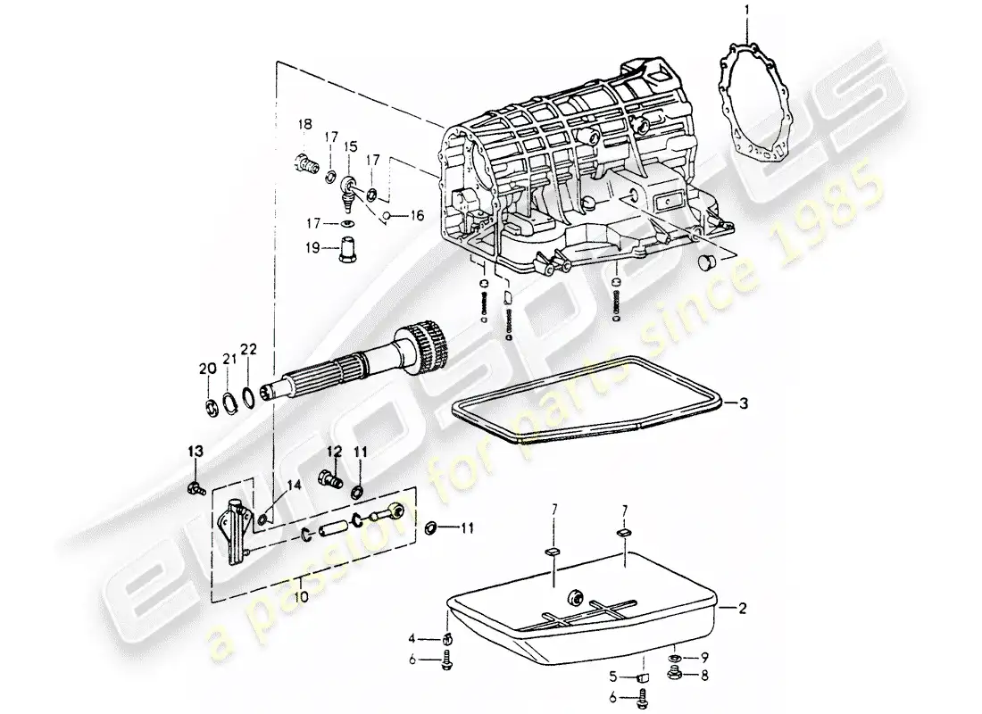 porsche 1991 (964) tiptronic - transmission case - oil pan parts diagram