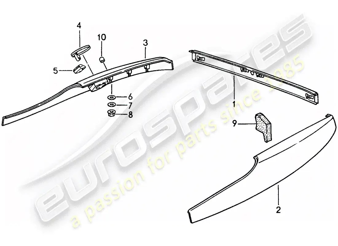 porsche 1990 (944) trims parts diagram