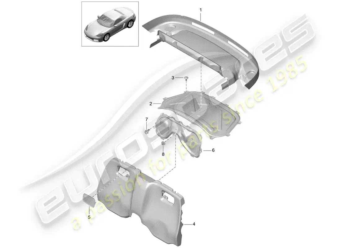 porsche 2017 (718 boxster) trims parts diagram