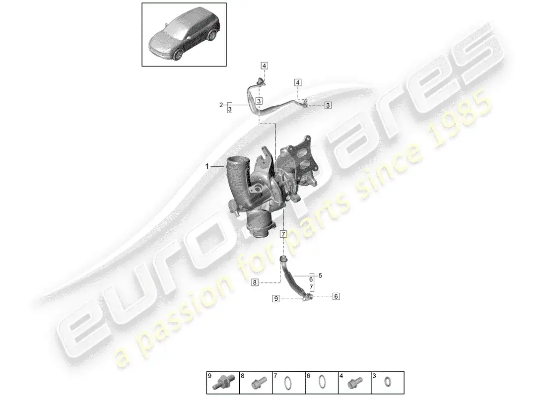 porsche 2019 (cayenne e3 9ya/9yb) oil pressure line for parts diagram