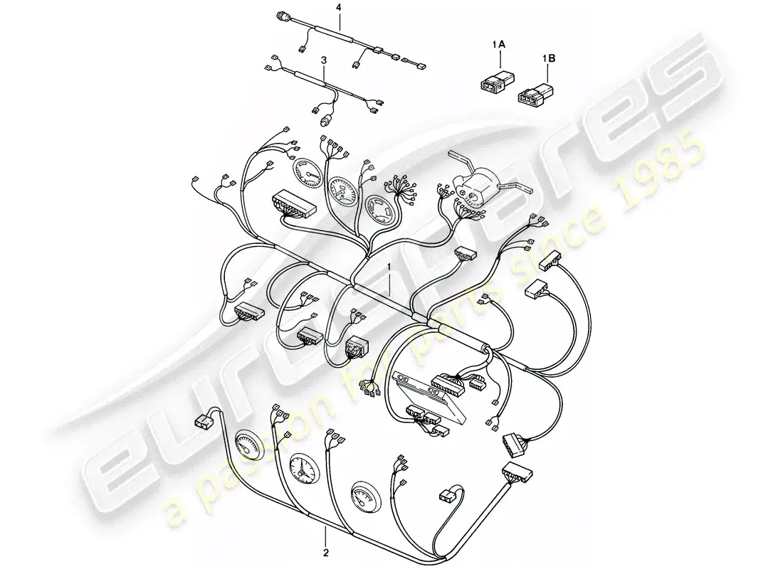 porsche 1982 (944) wiring harnesses - dashboard - center console parts diagram