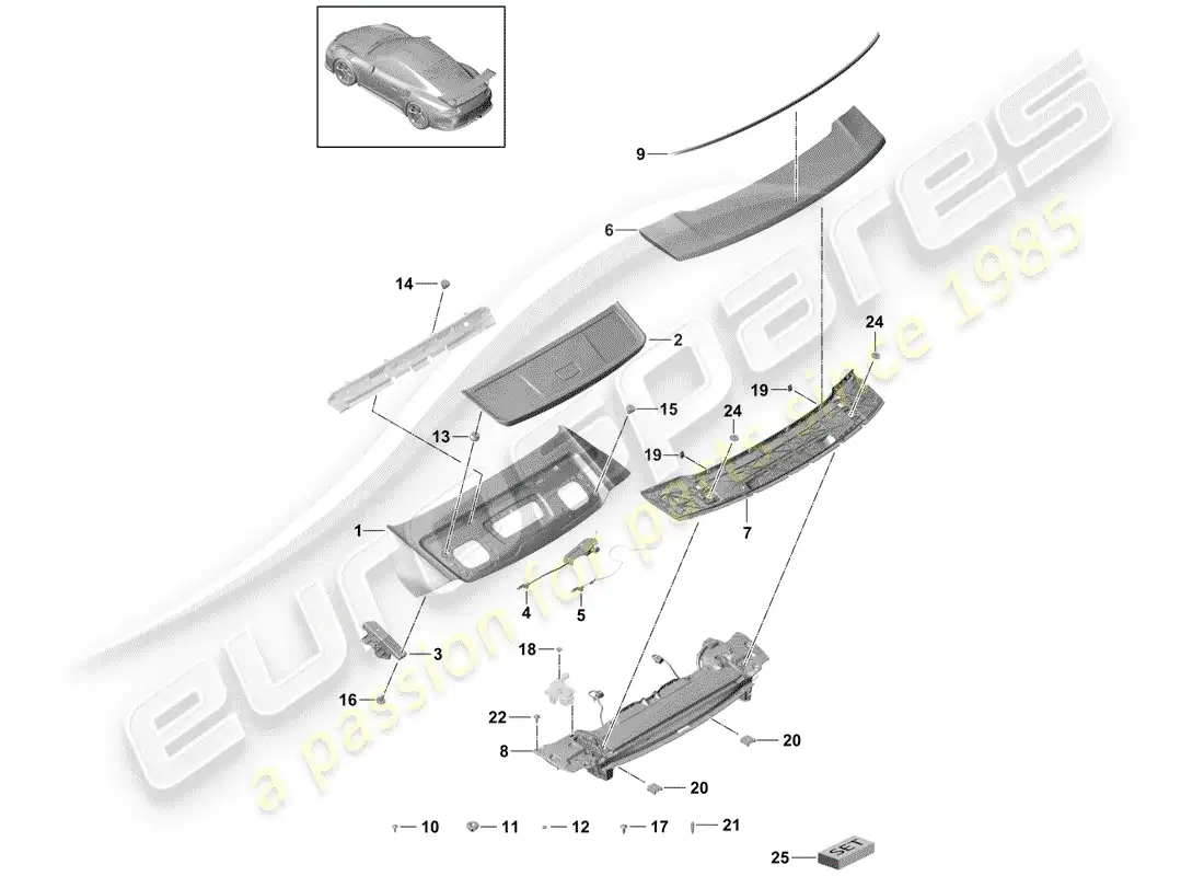 porsche 2016 (991-1 r/gt3/rs) cover parts diagram