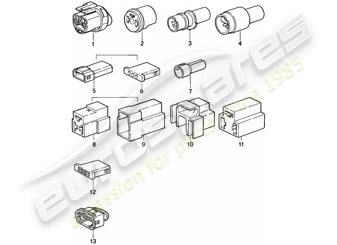 porsche 1986 (944) connector housing - 3-pole parts diagram