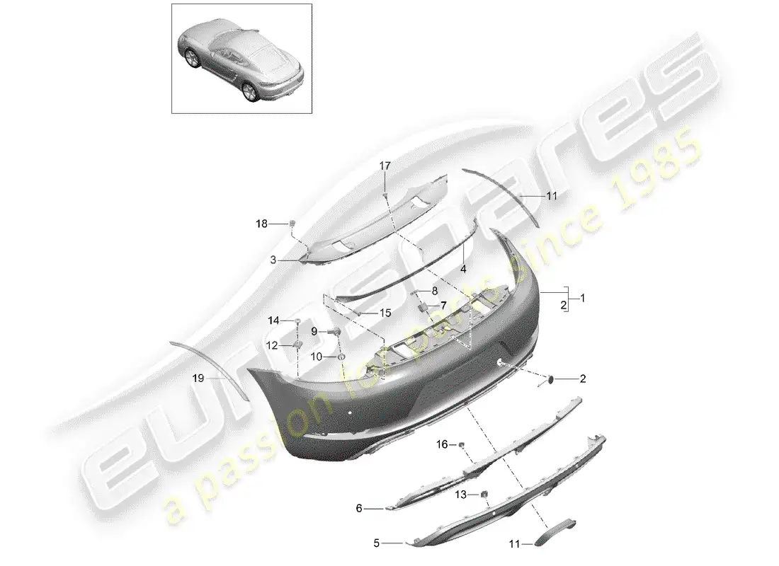 porsche 2017 (718 cayman) bumper parts diagram