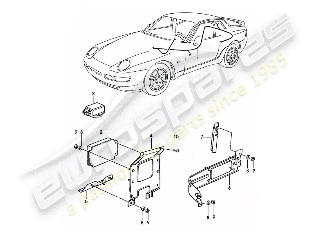 porsche 1994 (968) wiring harnesses - control units - tiptronic parts diagram