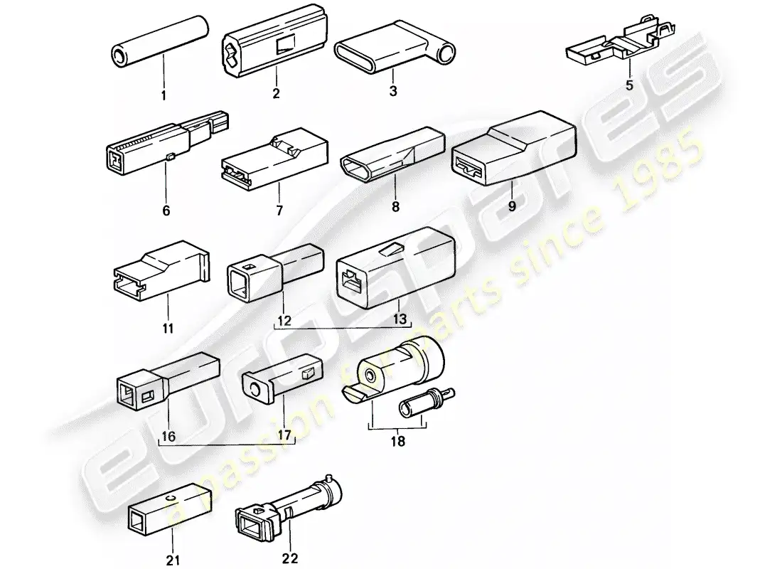 porsche 1986 (944) butt connector - connector housing - single pole parts diagram