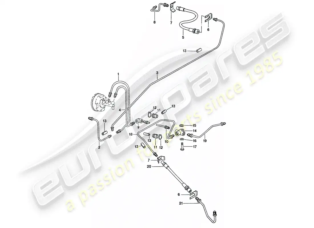 porsche 1974 (911) brake lines - for vehicles with - brake booster parts diagram