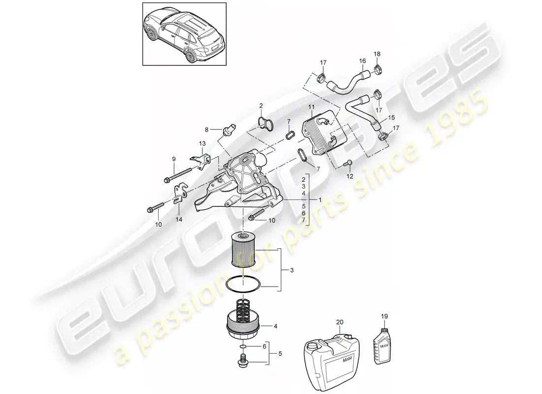 porsche 2014 (cayenne e2 92a) oil filter part diagram