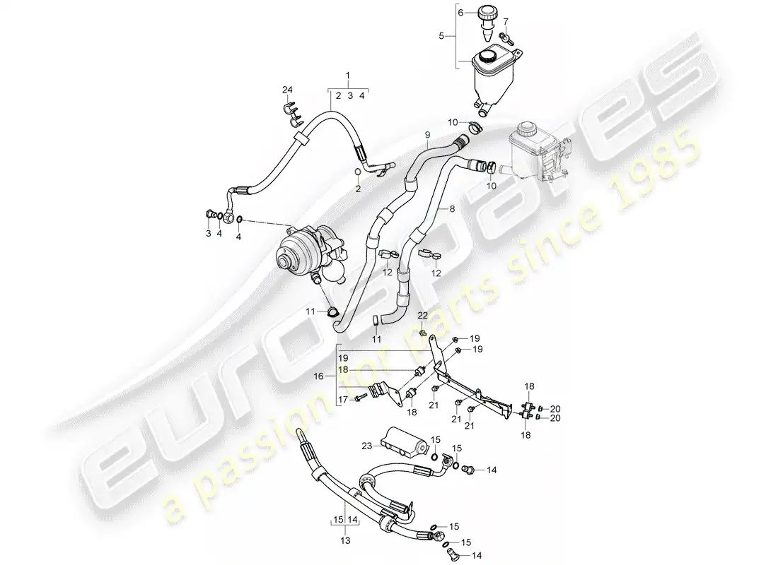porsche 2009 (cayenne e1 9pa) power steering part diagram