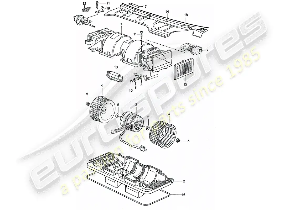 porsche 1990 (944) fan parts diagram