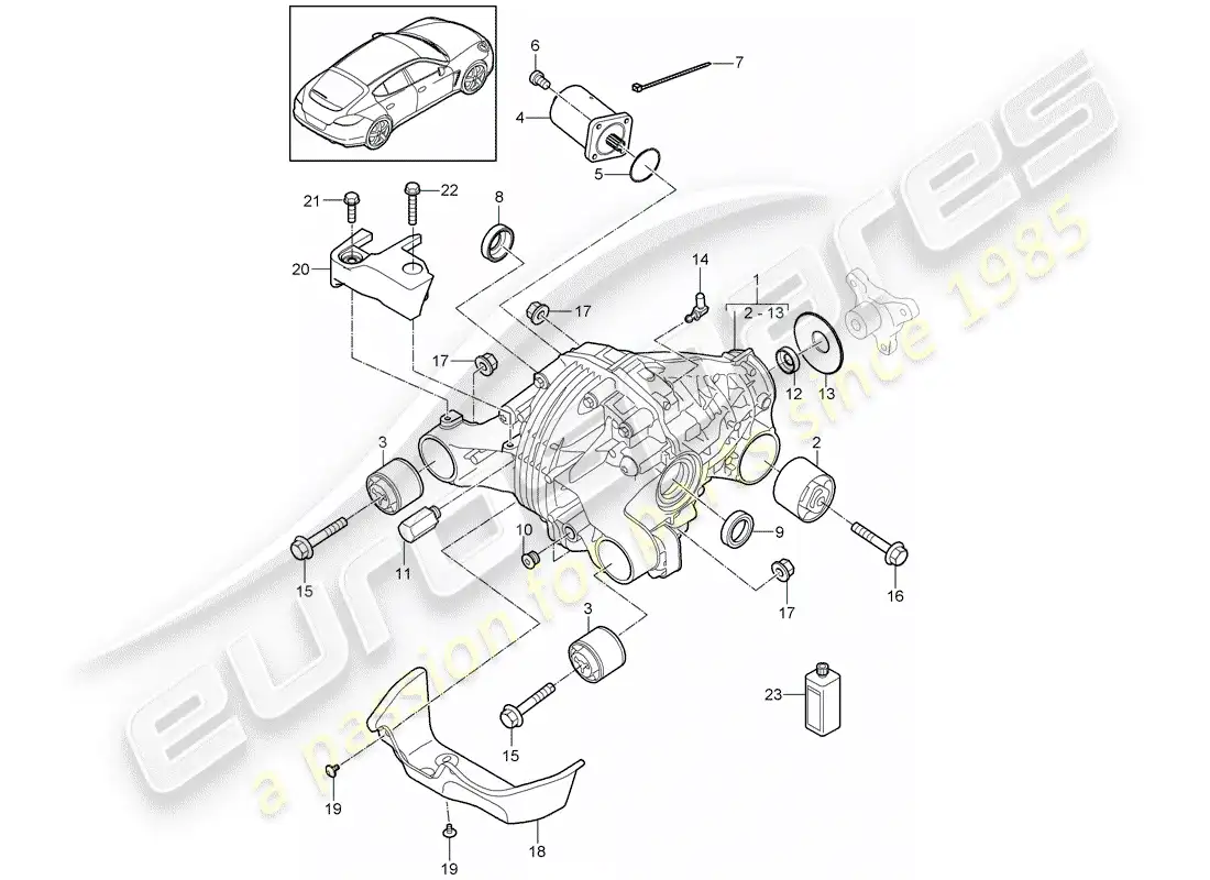 porsche 2012 (panamera 970) rear axle differential parts diagram