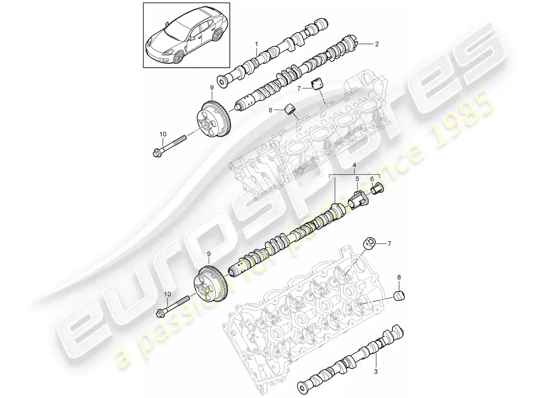 porsche 2011 (panamera 970) camshaft parts diagram