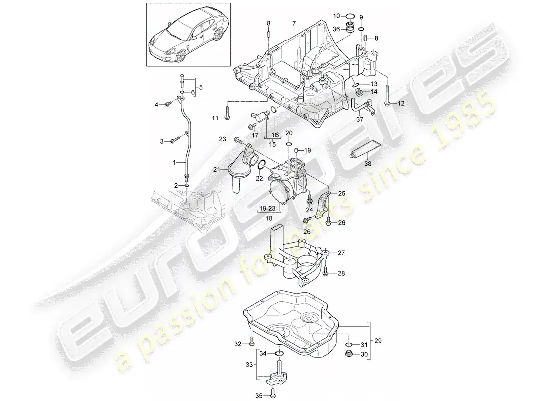porsche 2014 (panamera 970) oil-conducting housing parts diagram