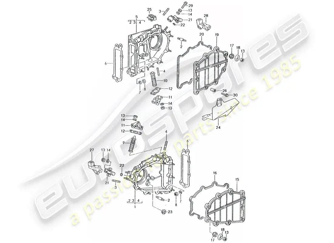 porsche 1994 (993) chain case - tensioner - chain parts diagram