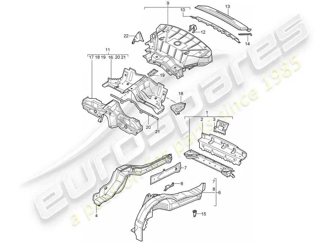 porsche 2002 (996) rear end part diagram