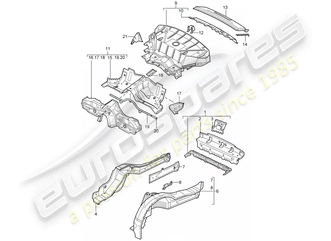 porsche 2004 (996 gt3) rear end parts diagram