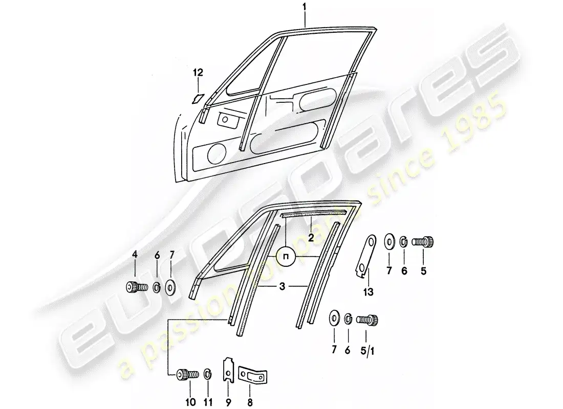 porsche 1976 (911) window frame parts diagram