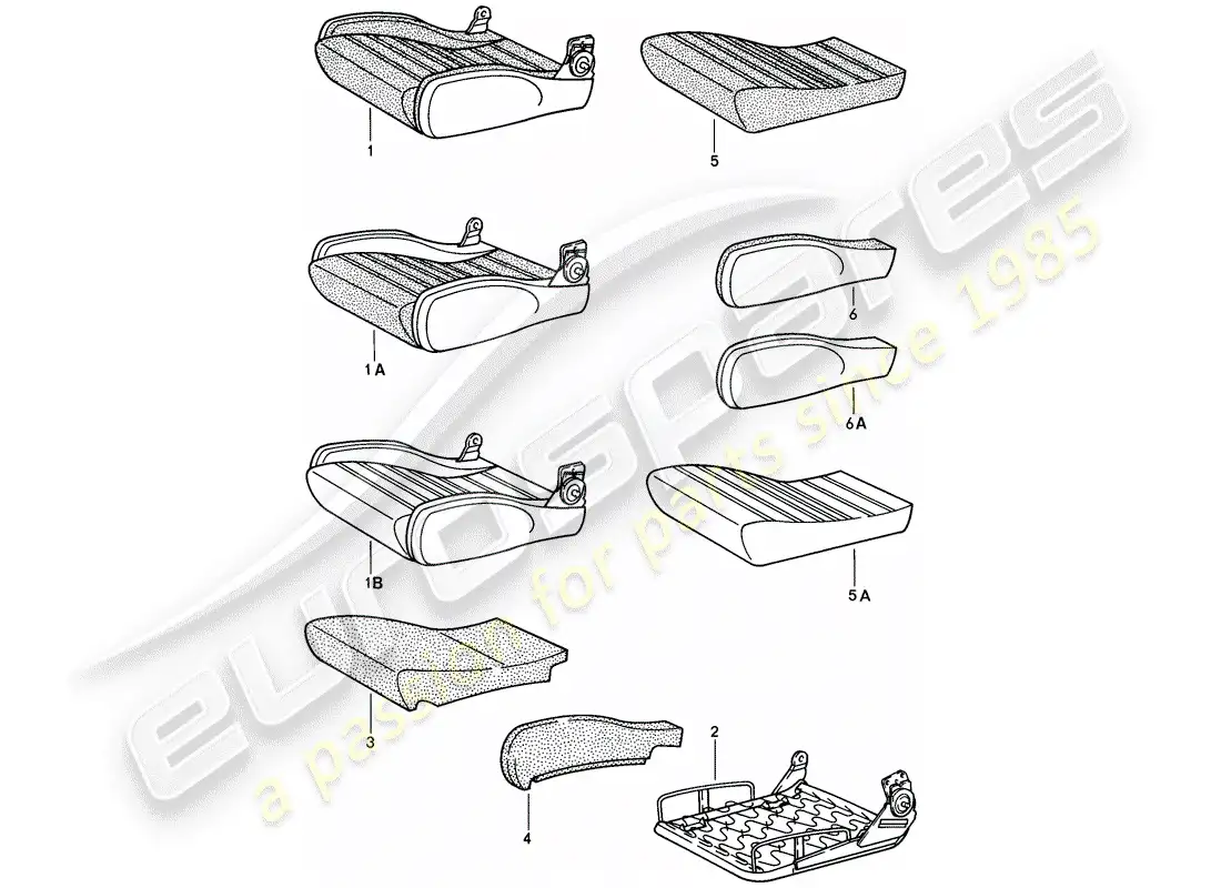 porsche 1986 (924s) sports seat - seat cushion - single parts parts diagram