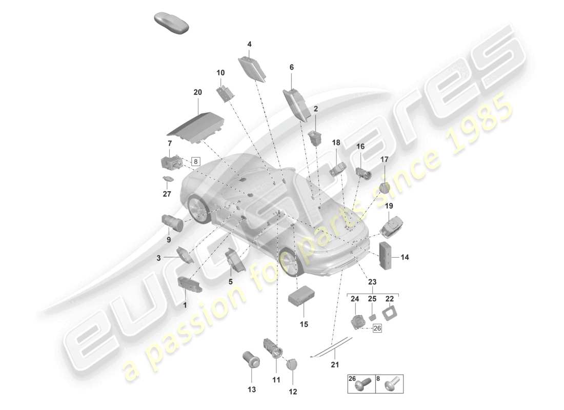 porsche 2020 (taycan 9j1-1) switch multimedia interface socket part diagram