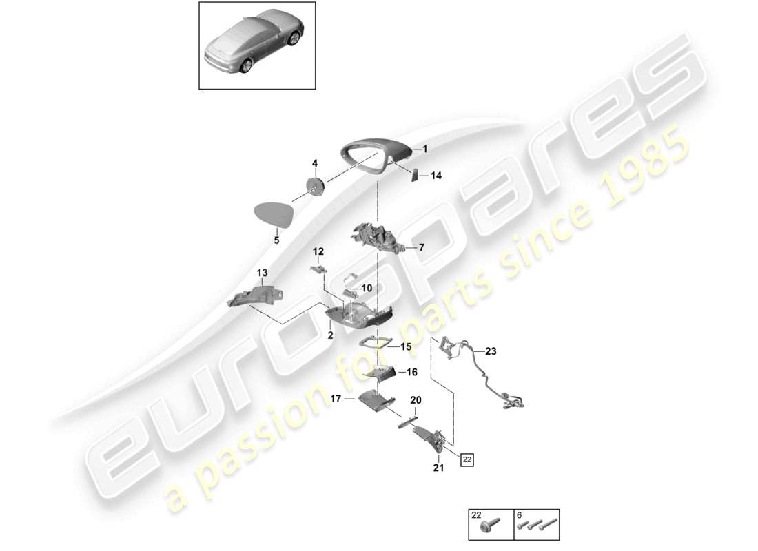 porsche 2021 (panamera 971-1) exterior mirror interior mirror accessories part diagram