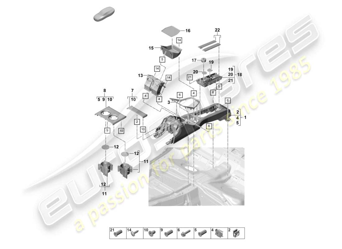 porsche 2022 (panamera 971-2) centre console rear part diagram