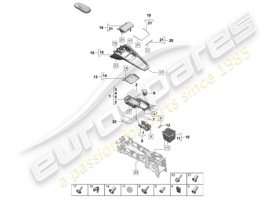 porsche 2025 (macan-e) centre console upper parts diagram