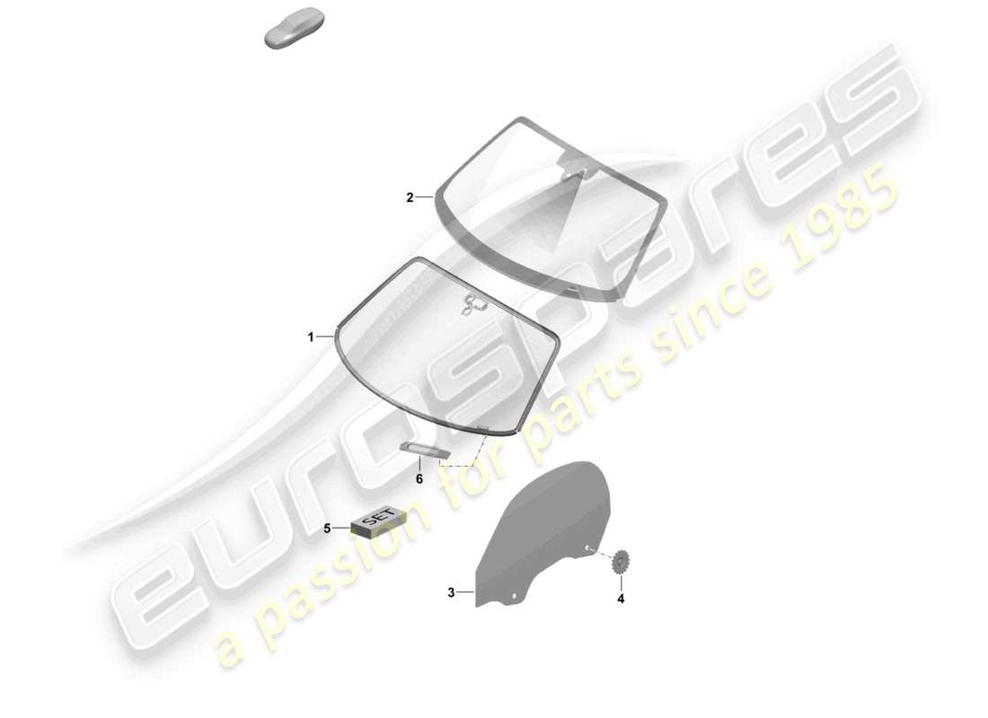 porsche 2023 (718 boxster spyder) windscreen side window part diagram
