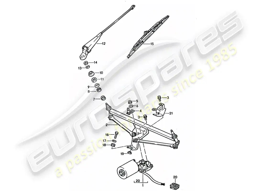 porsche 1995 (928) windscreen wiper system parts diagram