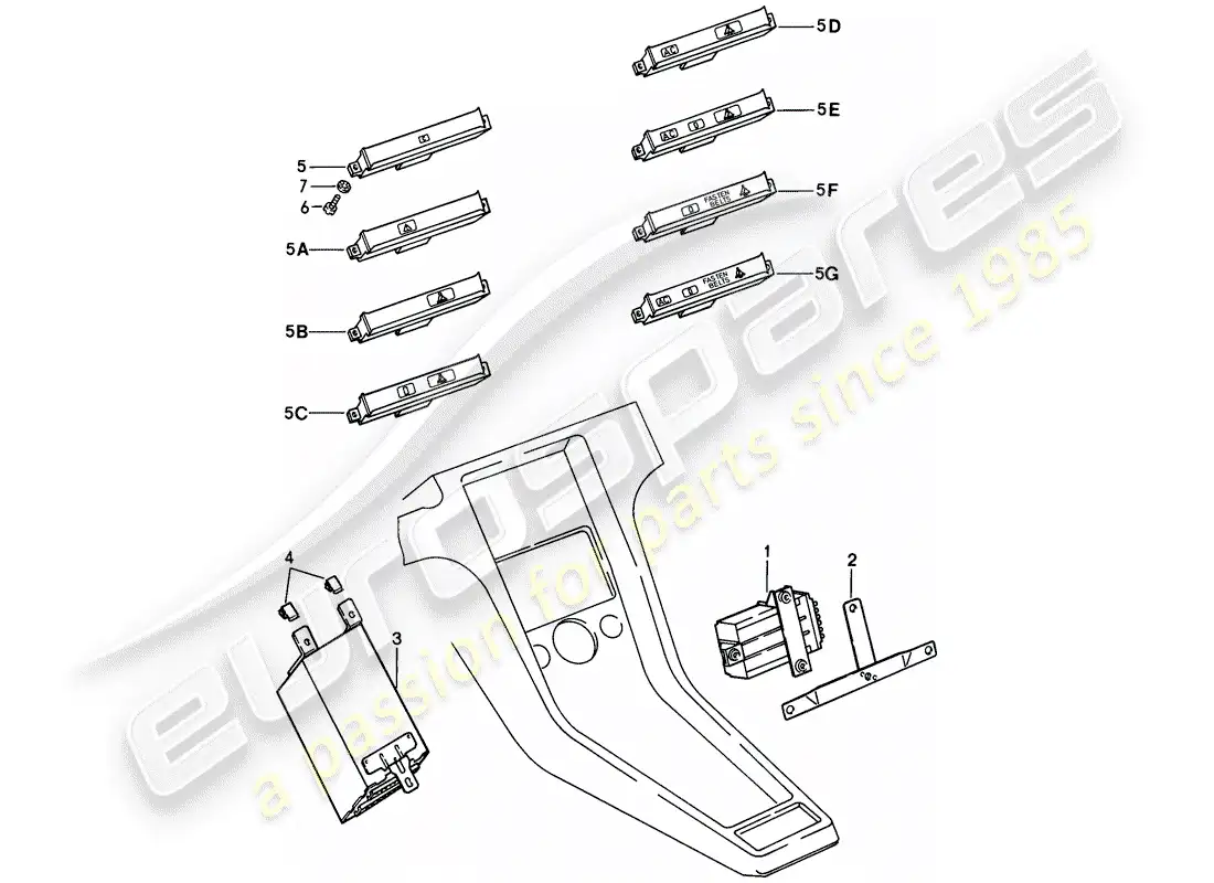 porsche 1982 (928) central indicator parts diagram