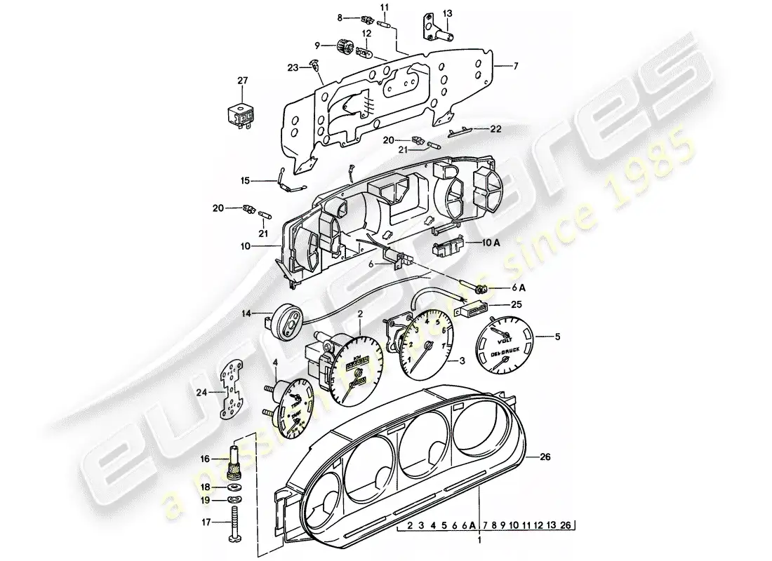 porsche 1983 (928) instrument cluster parts diagram