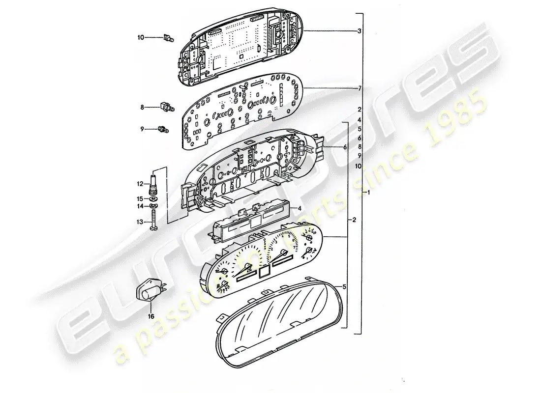porsche 1993 (928) instrument cluster parts diagram