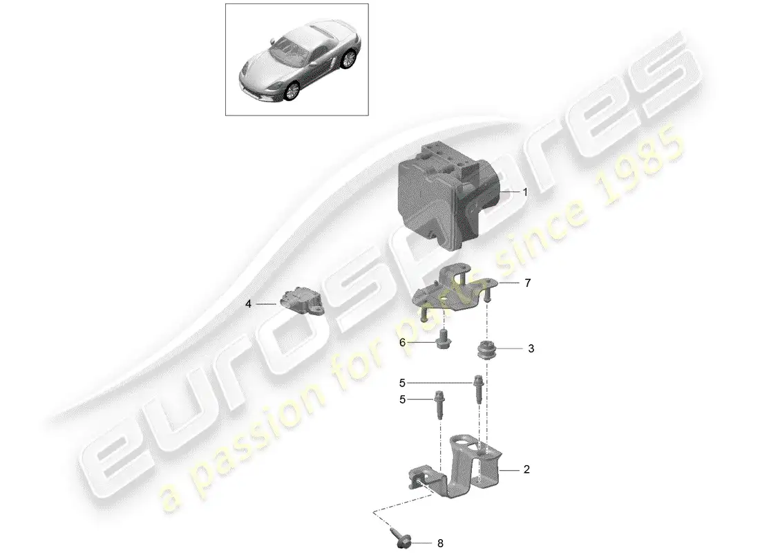 porsche 2019 (718 boxster) hydraulic unit parts diagram