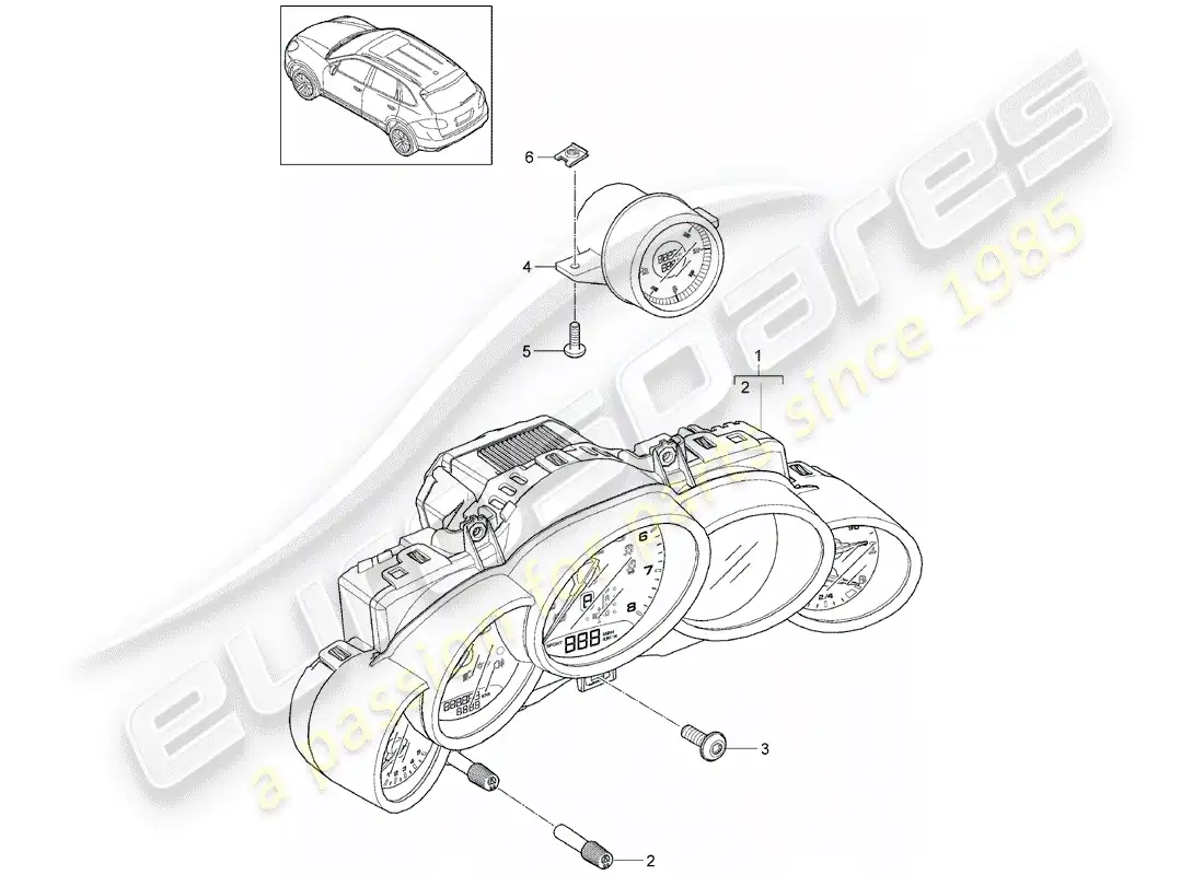 porsche 2011 (cayenne e2 92a) instruments parts diagram