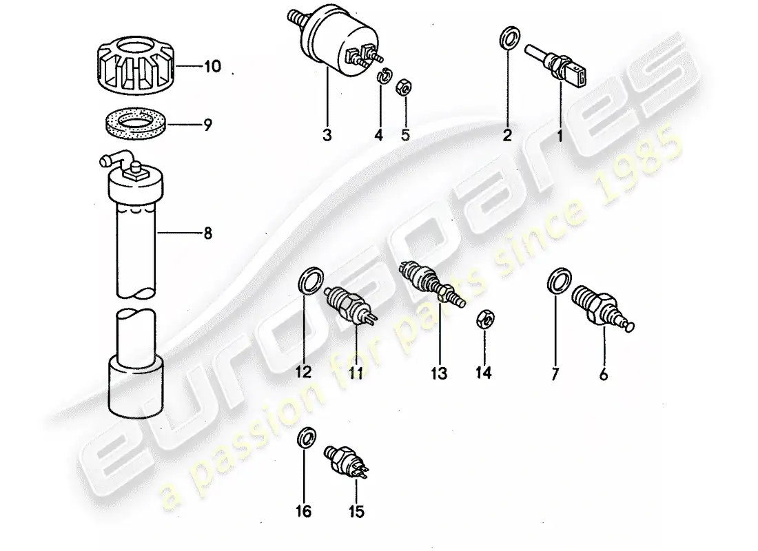 porsche 1990 (944) switch - and - sensor parts diagram