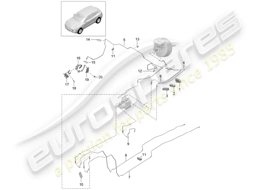 porsche 2018 (macan) brake line parts diagram