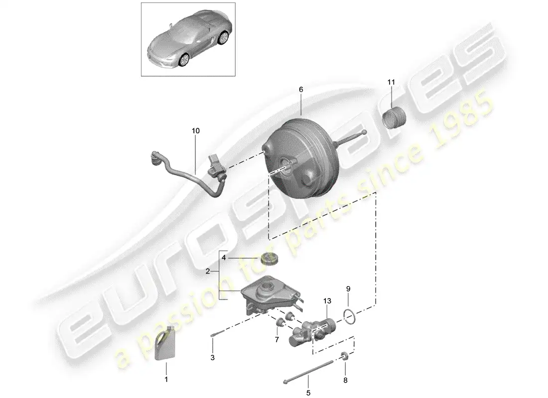 porsche 2016 (981 boxster spyder) brake master cylinder parts diagram